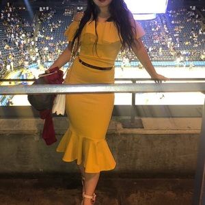 Fashionnova Mustard ruffle dress